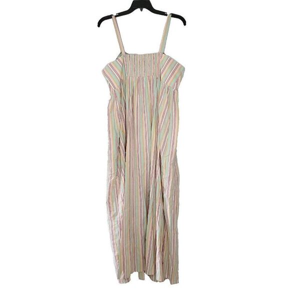 Striped Sleeveless Maxi Dress XXL Pink Aqua Yellow Floral Accent Matilda Jane - Picture 4 of 5